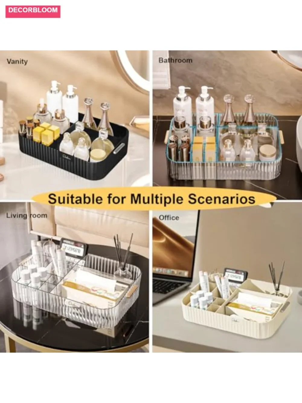 12 Slots Makeup Brush Holder with Handle, Cosmetic Organizer Storage Container